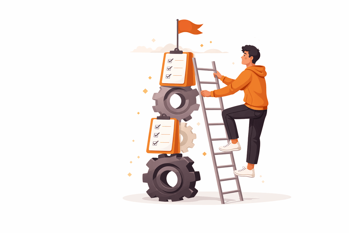 Illustration symbolizing career progression through systems