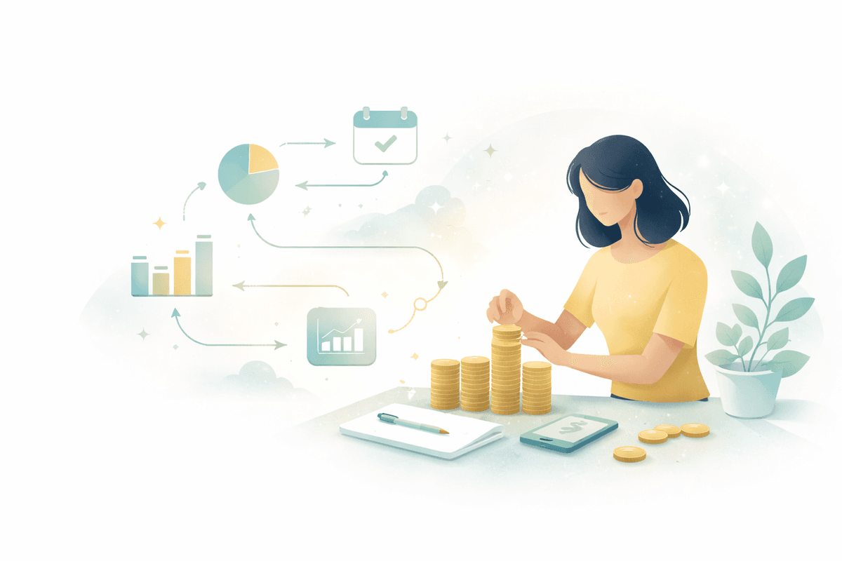 Illustration representing financial stability through automated routines