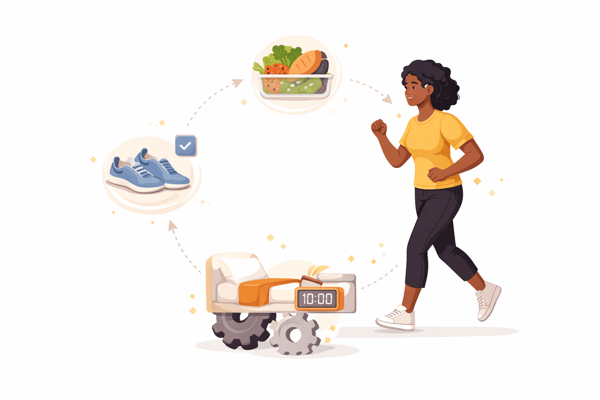 Illustration representing sustainable health and fitness habits