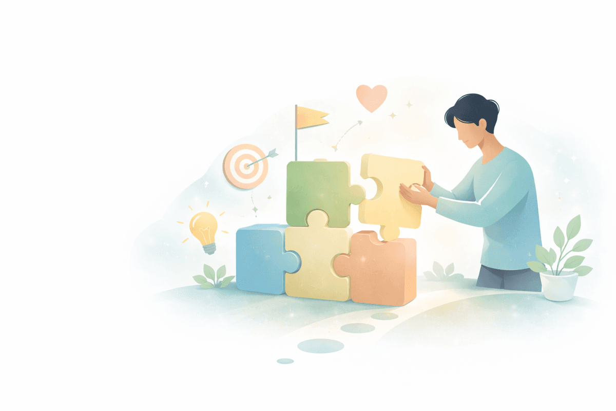 Illustration representing flexible systems for unique goals