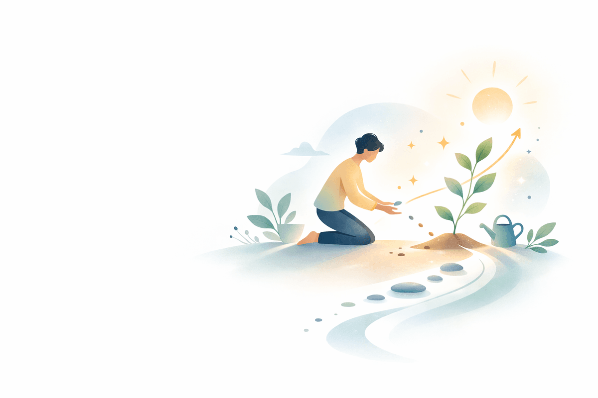 Illustration representing personal growth through simple systems